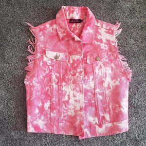 Motel Women's Pink and White Gilet